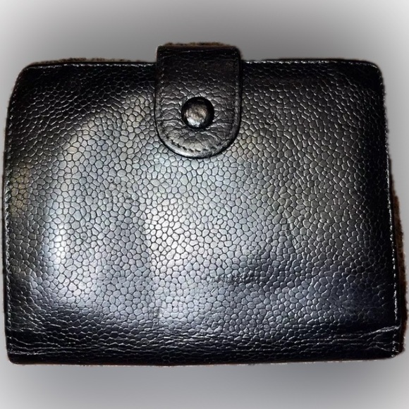 GUC CHANEL CC Logo CAVIAR Wallet Card Holder Black Leather CLASSIC LUXURY! - Picture 2 of 12